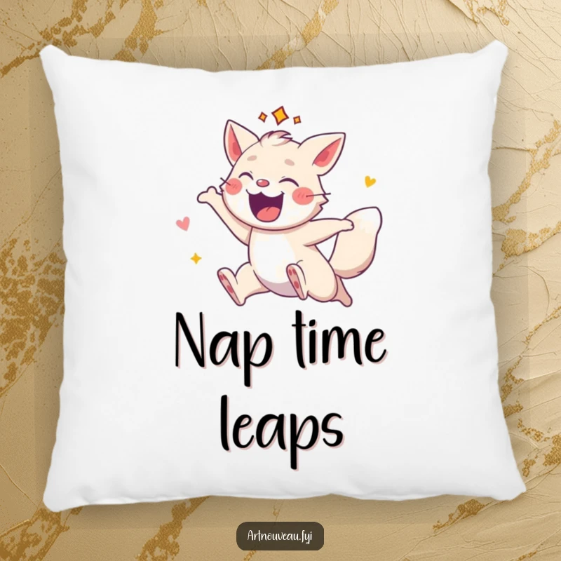 Funny decorative pillow featuring an energetic animal with decorative flair, adding a comfortable yet vibrant touch to any room.