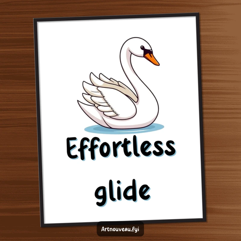 Elegant swan digital art print, showing a swan with a long, curved neck gliding gracefully, an instant download with class.