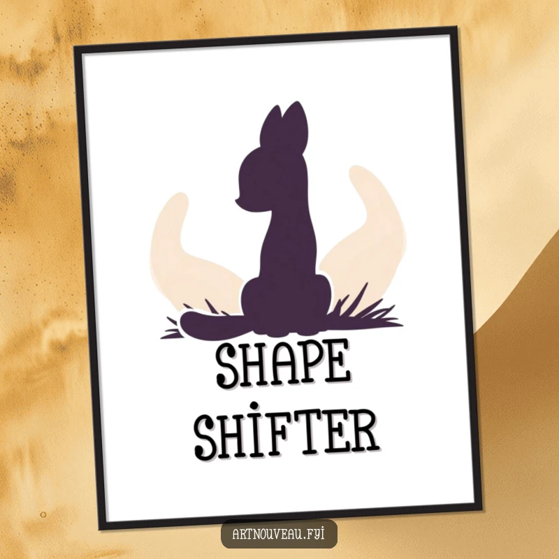 Funny digital art print featuring a bold animal silhouette against a backdrop of flowing, organic curves, creating a modern artistic statement.