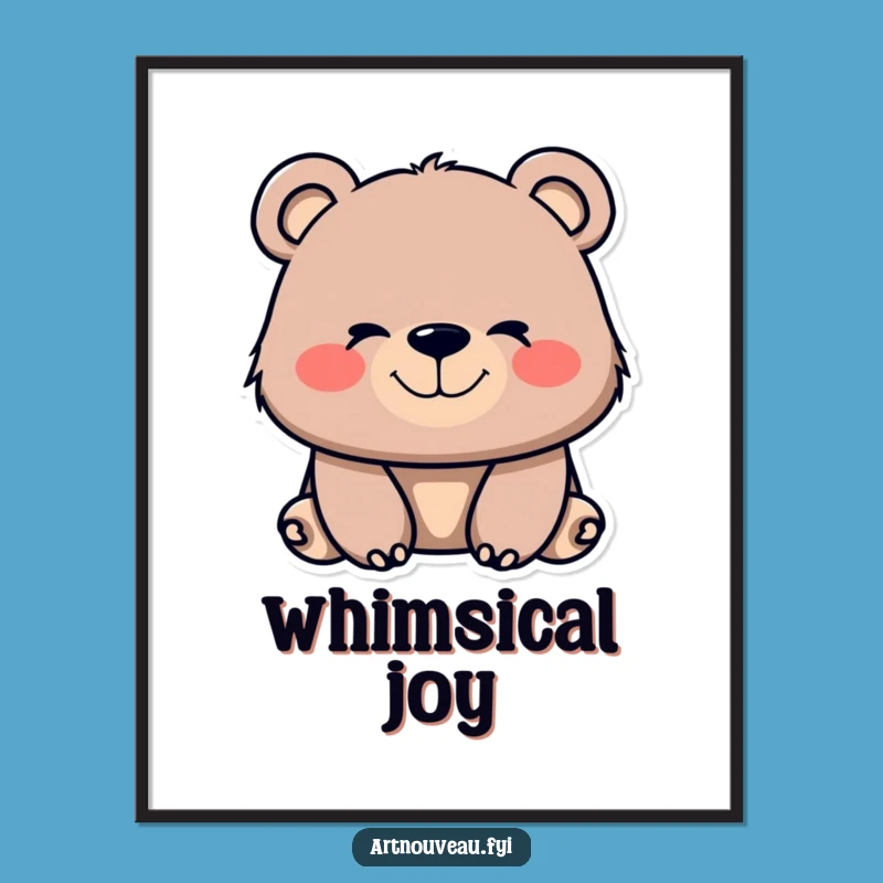 Funny Bear Digital Art - Organic Lines Illustration, Instant Whimsical Funny Gift