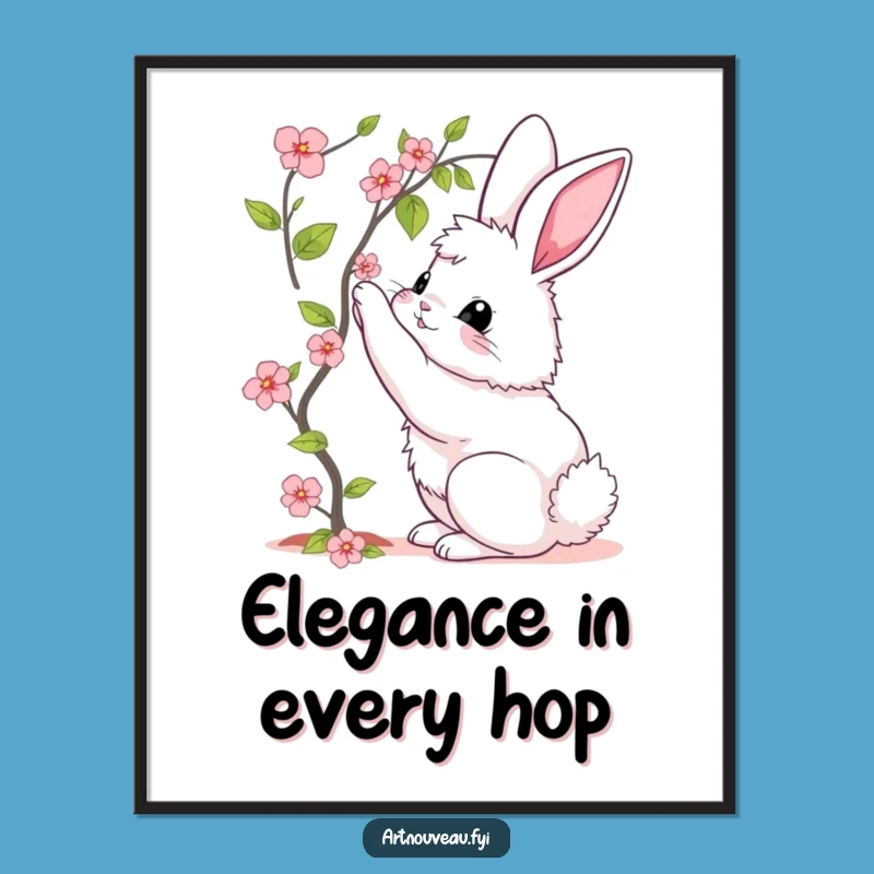Funny Bunny Bloom Digital Art: Elegant Curves, Blooming Vine, Instant Funny Gift