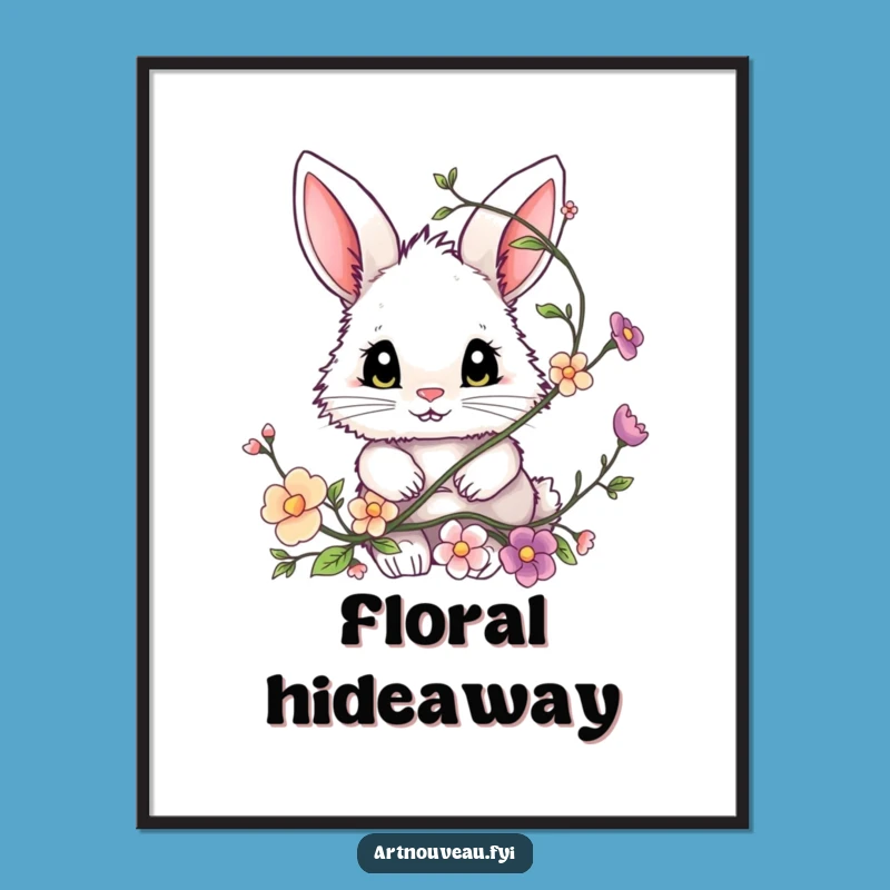 Funny Bunny Digital Art, Adorable Fluffy Eyed Friend Print, Amazing Funny Gift