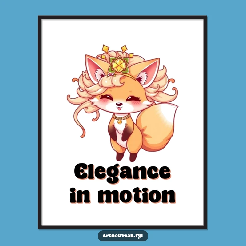 Funny Cute Fox Hairpiece Digital Art - Playful Twirling Fox Print, Whimsical Funny Gift