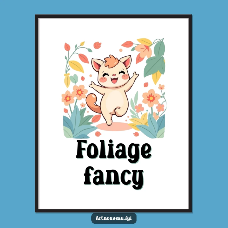 Funny Dancing Creature Foliage Digital Art - Instant Joyful Decor, Unique Funny Gift