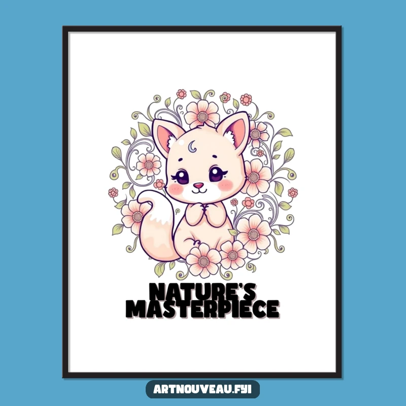 Funny Floral Fox Digital Art: Whimsical Animal Print, Instant Humorous Decor