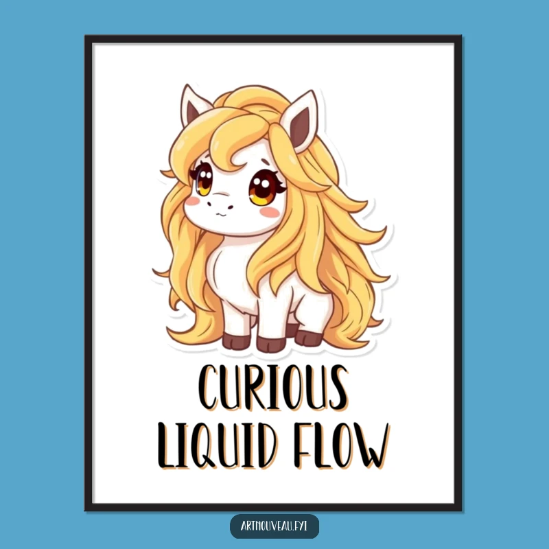 Funny Golden Mane Animal Digital Art: Instant Magic Decor and Funny Gift