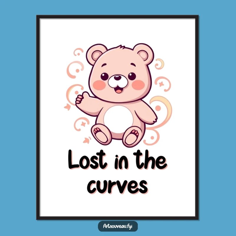 Funny Bear Pattern Digital Art: Abstract Swirls Print Gift