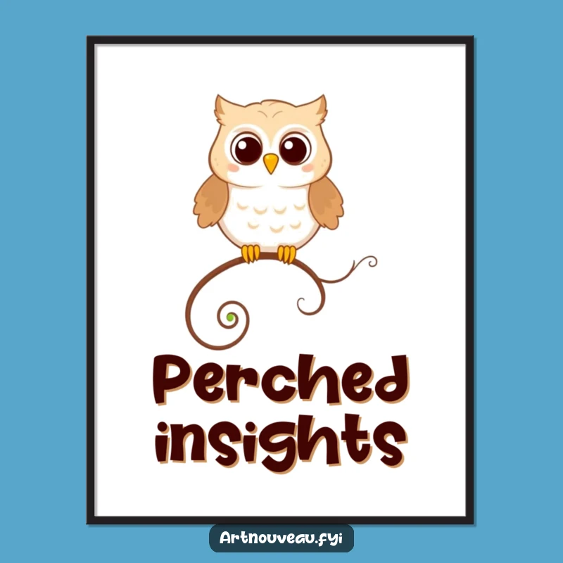Funny Owl Digital Art: Whimsical Illustration for Instant Decor