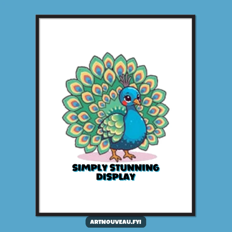 Funny Peacock Digital Art - Feather Fan Instant Download, Elegant Decor