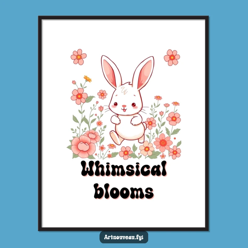 Whimsical Rabbit Digital Art: Cute Hare Instant Download Funny Gift
