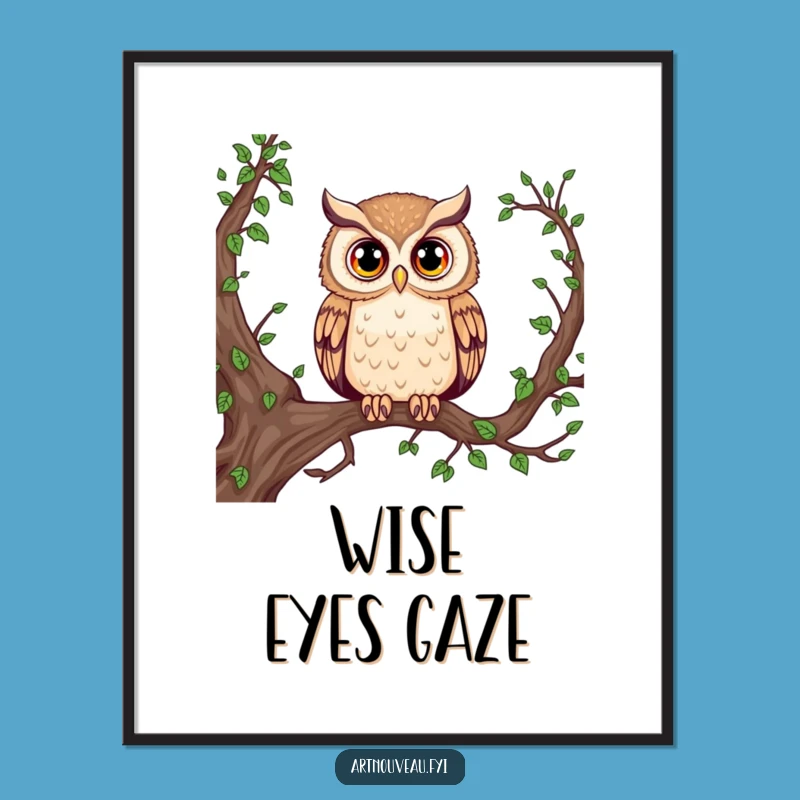 Funny Majestic Owl Digital Print: Instant Wisdom for Your Screen