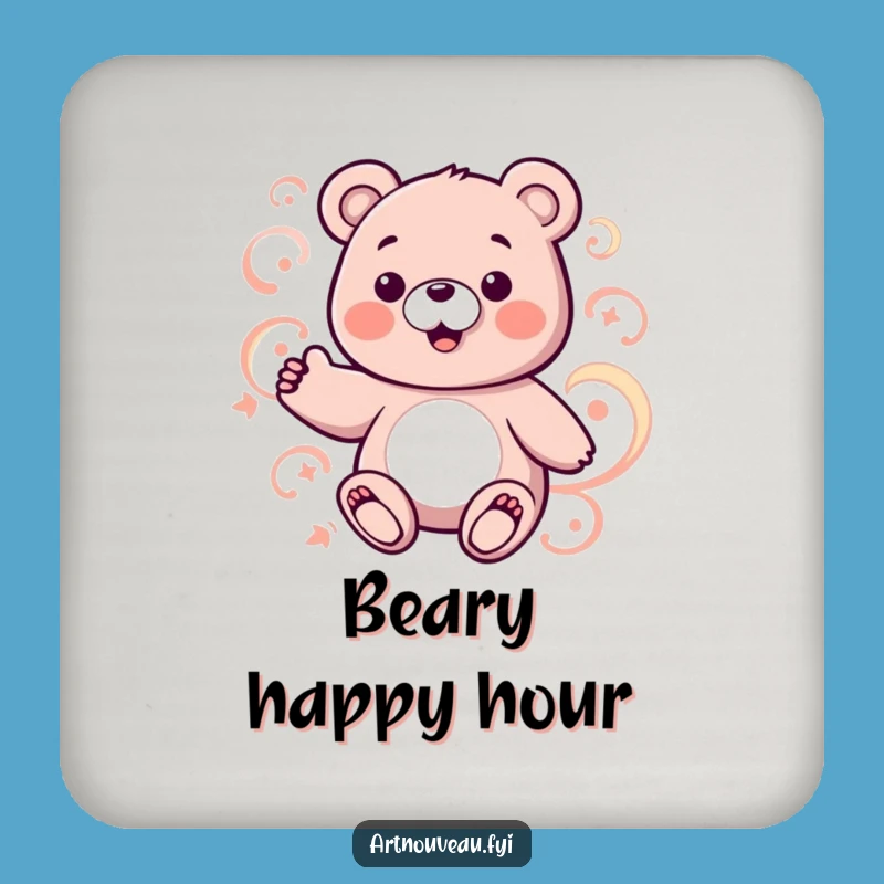 Funny Bear Pattern Coaster: Abstract Swirls Drink Gift
