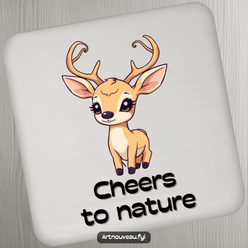 Funny Art Nouveau Deer Coasters: Elegant deer with art nouveau antlers protect your surfaces with artistic wonder and humor.