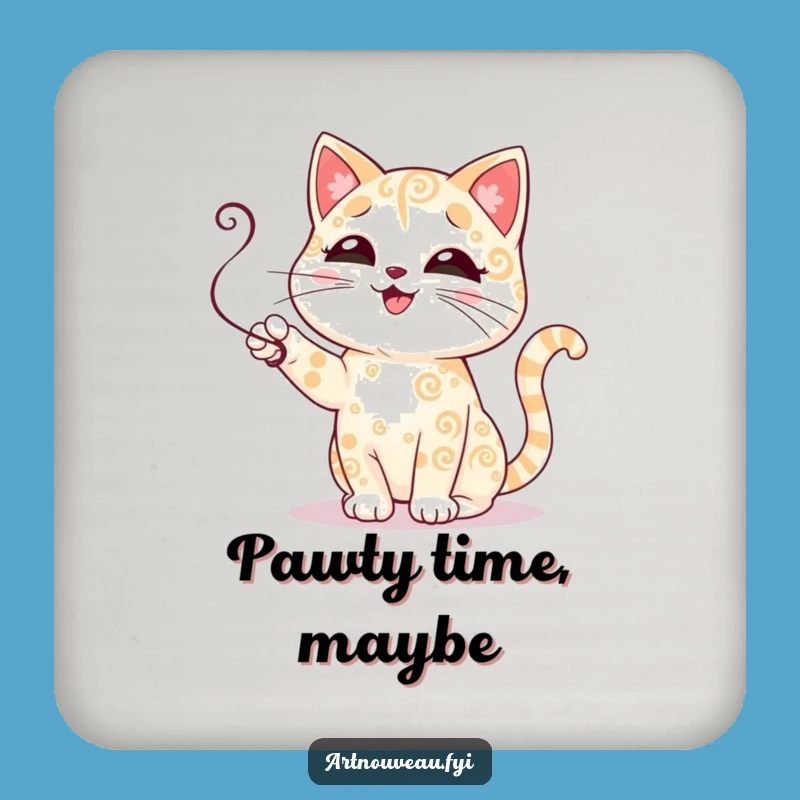 Funny Cat Coaster Set: Cute Swirl Art, Practical Funny Gift for Table Protection