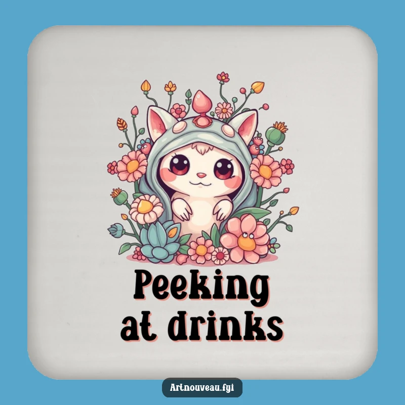 Funny Curious Creature Embellishments Coaster Set - Stylish Protection, Charming Funny Gift