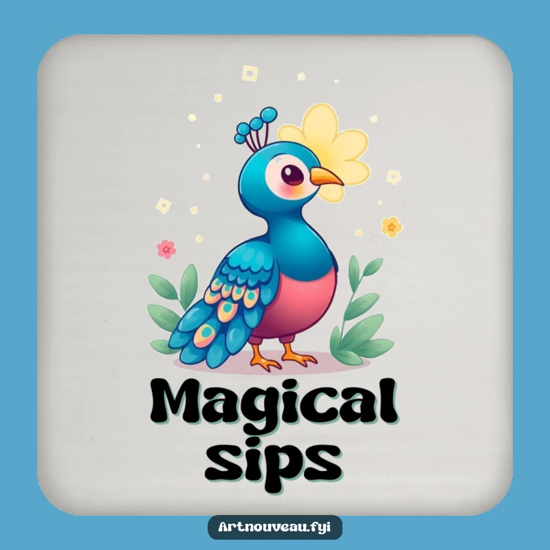 Funny Enchanted Peacock Coasters: Set of Magical Bloom Art, Ideal Funny Gift