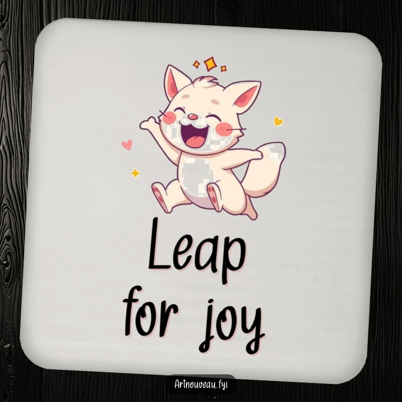 Funny drink coasters showcasing an energetic animal leaping with decorative flair, adding a stylish and dynamic touch to tables.