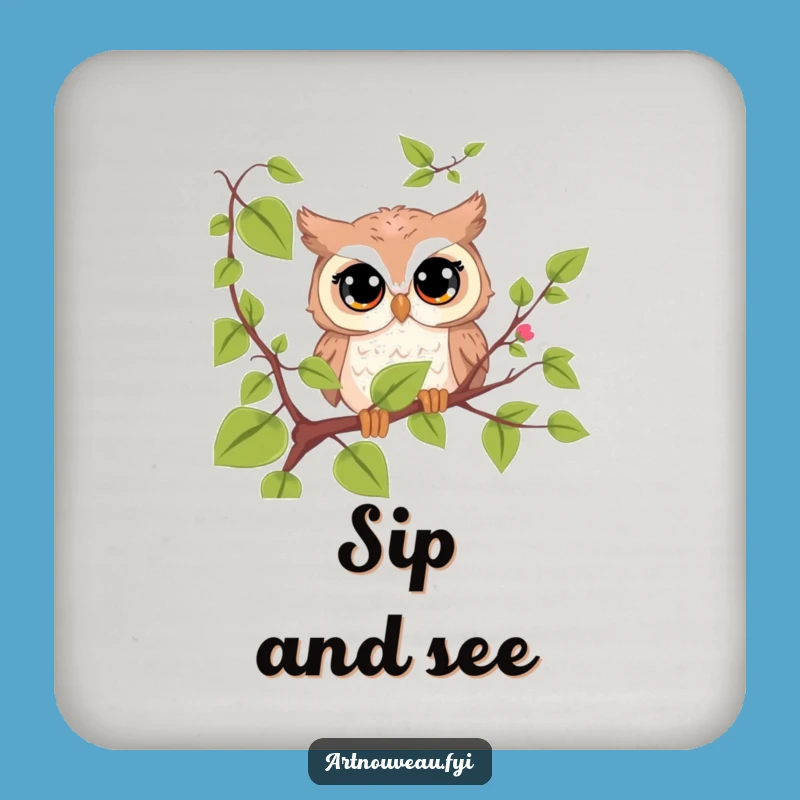 Funny Owl Coasters: Cute Curious Bird Set Funny Gift for Home Bar