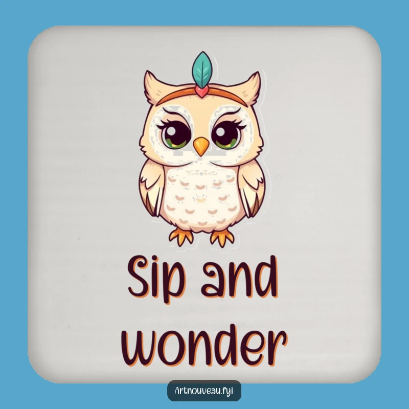 Funny Owl Headband Coaster - Curious Owl Drink Accessory, Charming Funny Gift