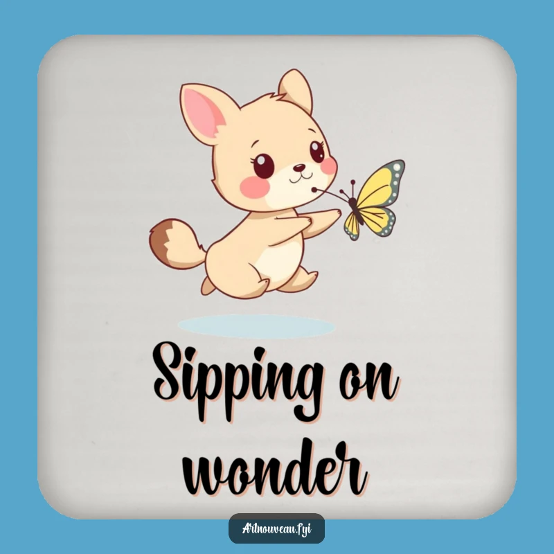 Funny Whimsical Animal Butterfly Drink Coaster, Playful Bar Decor Gift