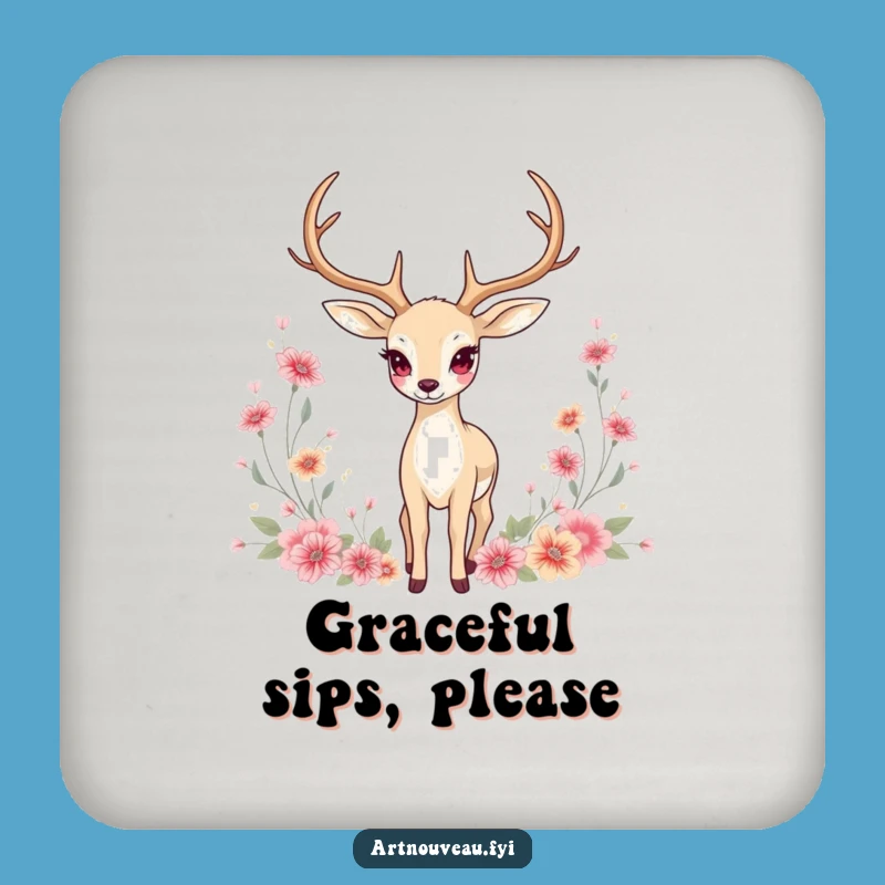 Funny Deer Coasters: Set of Graceful Protection, Floral Motifs, Funny Gift