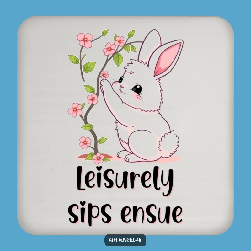 Funny Bunny Bloom Coaster: Protect Surfaces, Elegant Curves, Blooming Vine, Chic Funny Gift