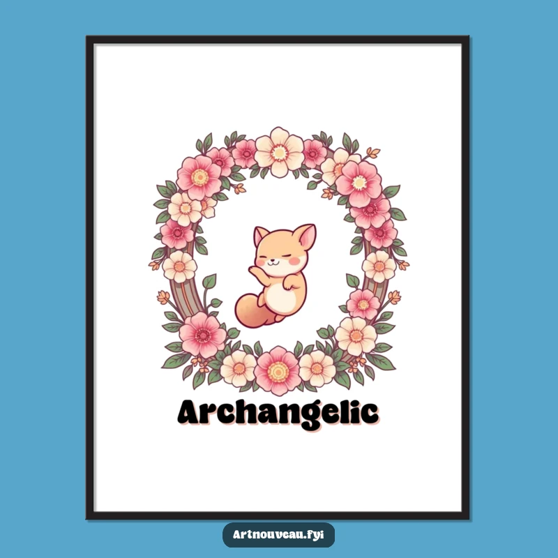 Funny Cute Animal Floral Arch Poster - Whimsical Wall Art Gift for Humor