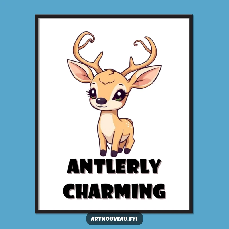 Art Nouveau Deer Poster: Whimsical Wall Art for a Touch of Wonder