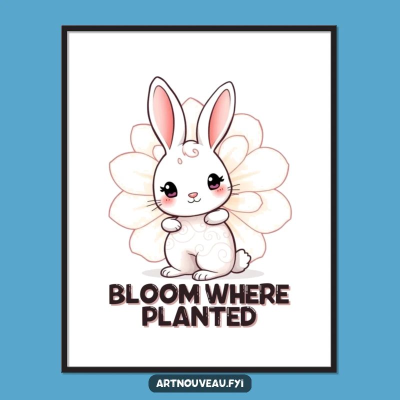 Funny Rabbit Bloom Poster - Cute Swirl Art, Charming Funny Gift Decor