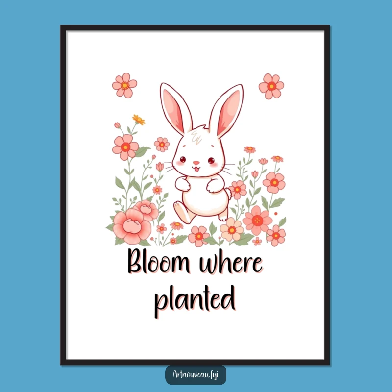 Whimsical Rabbit Poster: Cute Hare Art Funny Gift for Decor