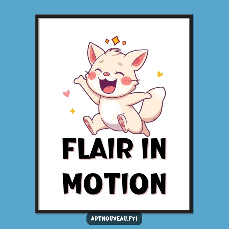 Funny Energetic Animal Flair Art Poster - Dynamic Wall Decor, Unique Funny Gift