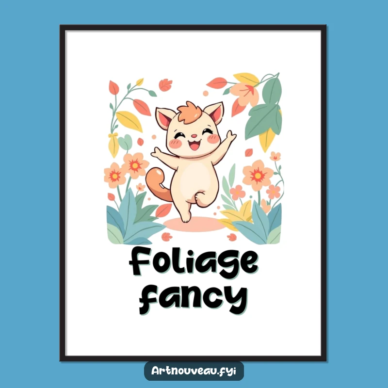 Funny Dancing Creature Foliage Art Poster - Lively Wall Decor, Unique Funny Gift