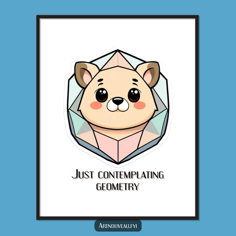 Funny Abstract Animal Poster, Geometric Shape Wall Art, Whimsical Decor Gift