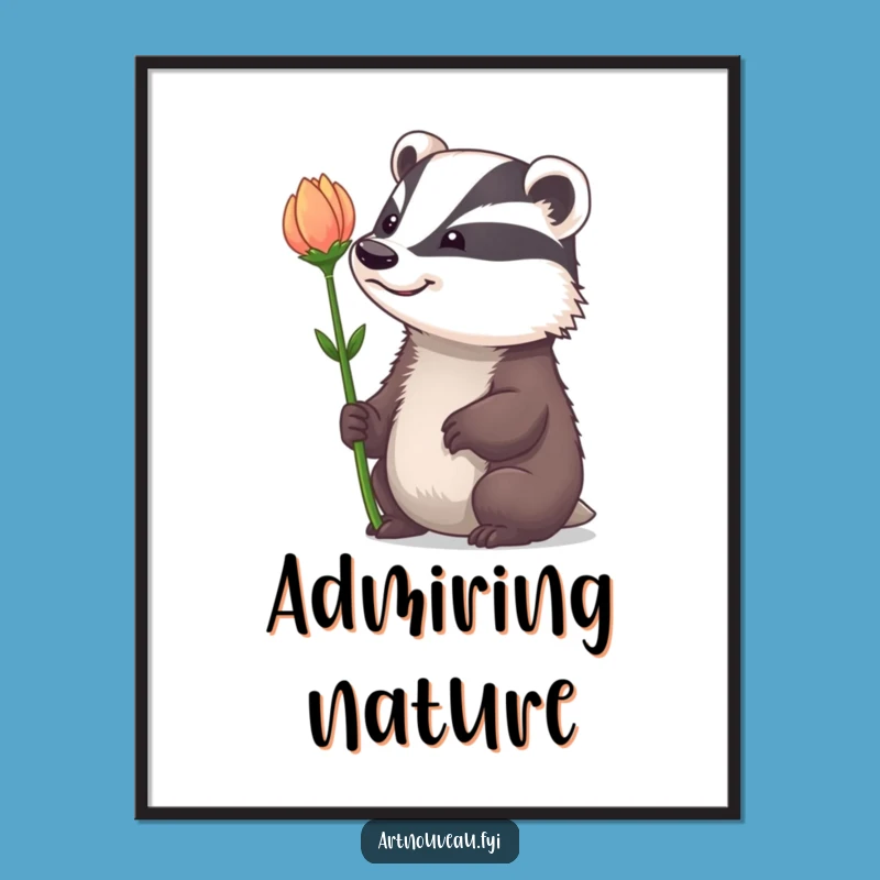 Funny Badger Poster: Whimsical Art Print, Hilarious Nature Decor Gift