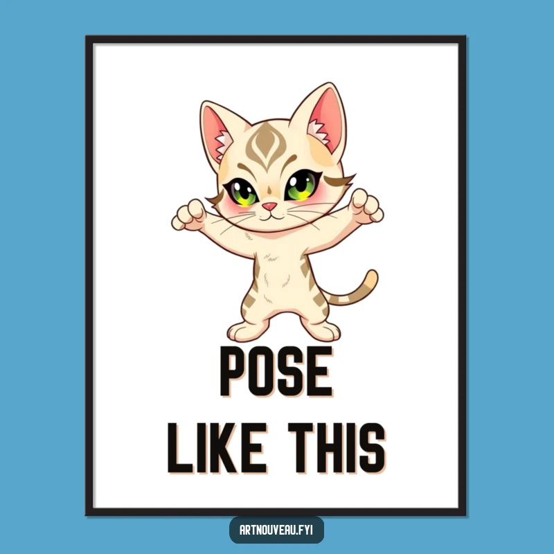 Funny Feline Poster: Dynamic Art Nouveau Cat Art for Elegant Walls