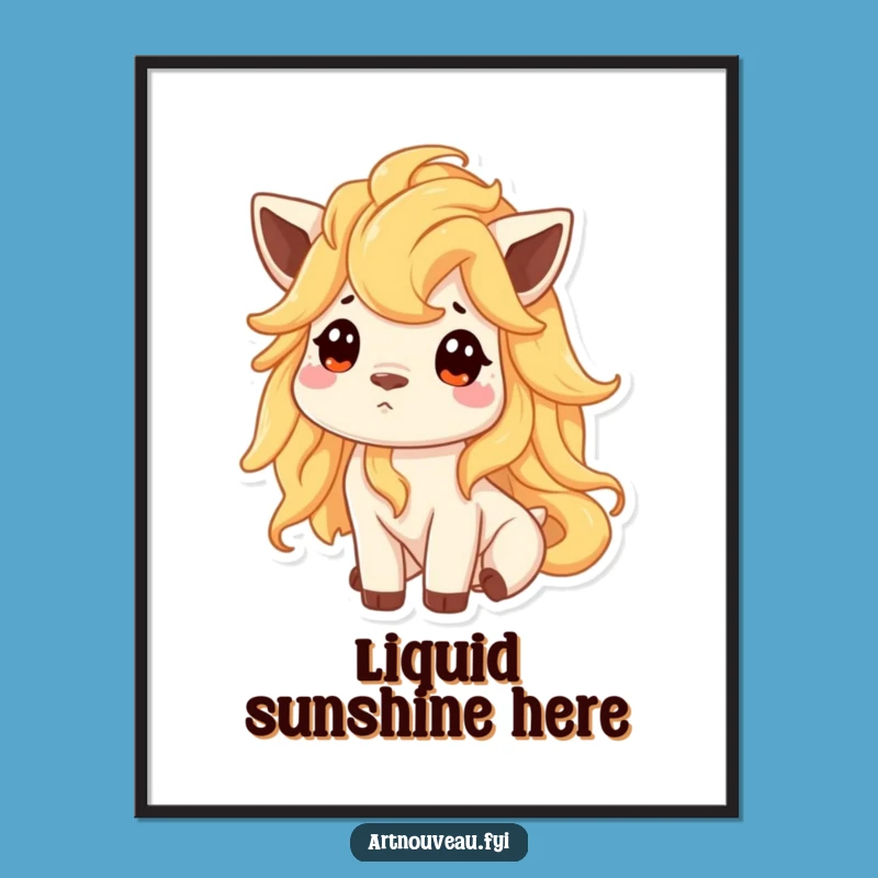 Funny Golden Mane Animal Poster - Curious Wall Art Gift