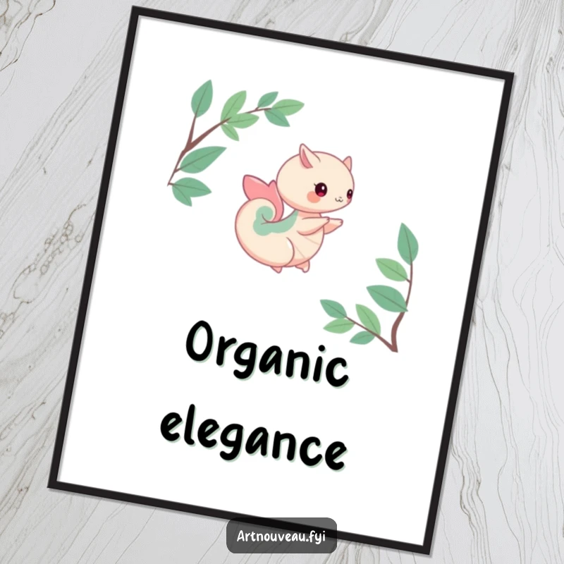 Funny poster featuring a creature with fluid, organic curves performing a gentle spin, symbolizing the beauty and harmony of nature.