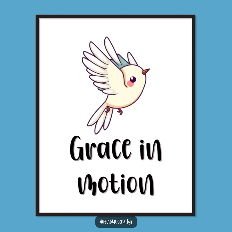 Funny Stylized Bird Flight Poster: Elegant Wall Art and Funny Gift