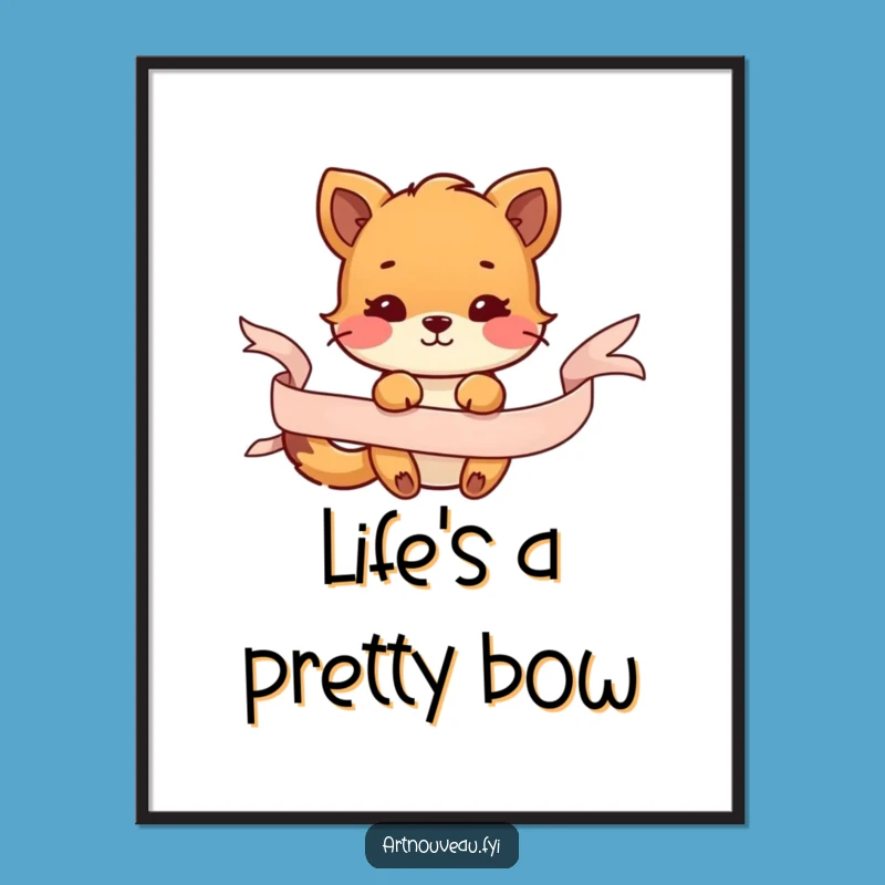 Funny Animal Ribbon Poster, Decorative Flow Wall Art, Playful Decor Gift