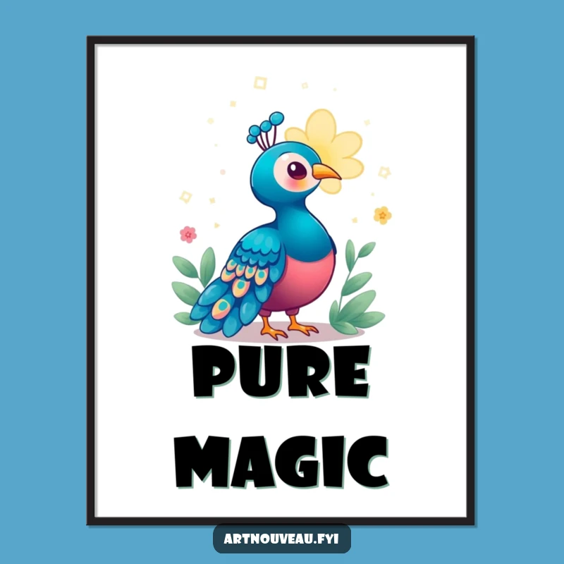 Funny Enchanted Peacock Poster: Magical Bloom Wonder, Perfect Wall Art Funny Gift