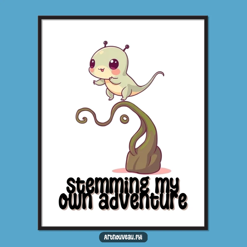 Funny Balance Creature Poster, Winding Stem Wall Art, Quirky Decor Gift