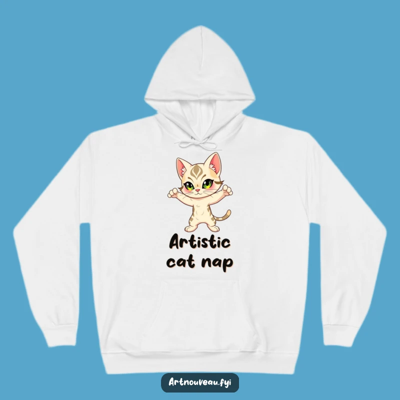 Funny Feline Hoodie: Cozy Art Nouveau Cat Style for Chic Comfort