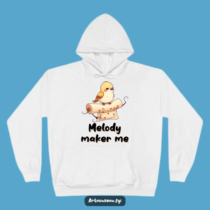 Funny Bird Hoodie: Cozy Musical Scroll Design for Chilly Days