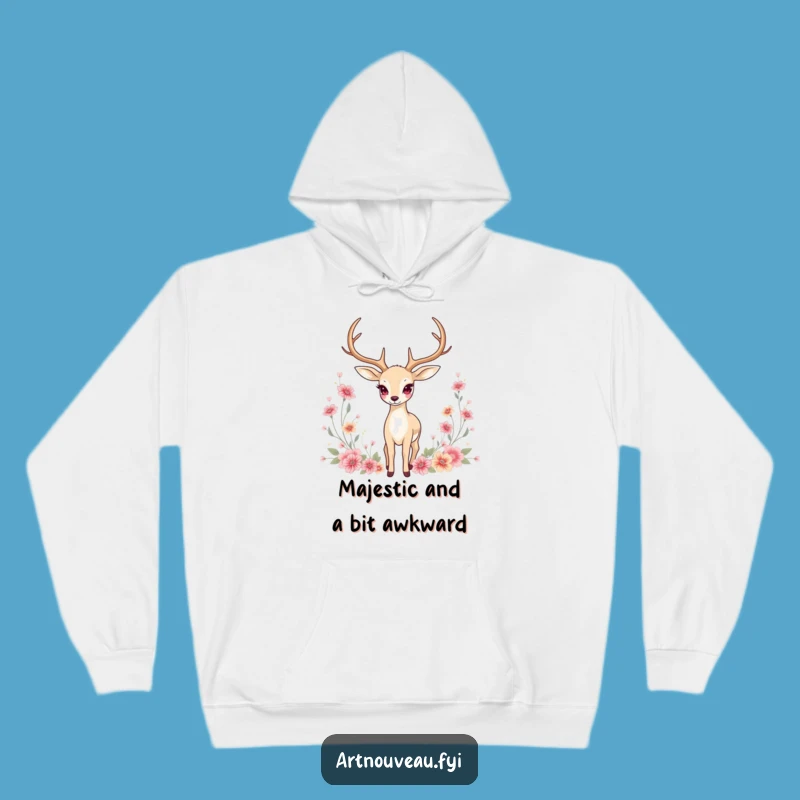 Funny Deer Hoodie: Cozy Woodland Comfort, Floral Motifs, Perfect Gift