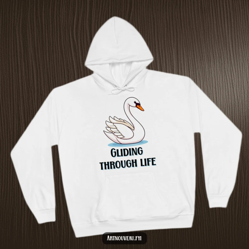 Elegant swan hoodie, featuring a gracefully gliding swan with a long, curved neck, offering warmth and style.