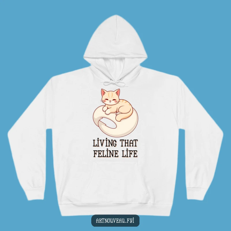 Funny Cat Lounge Hoodie: Cozy, Graceful Cat, Organic Swirls, Ultimate Funny Gift