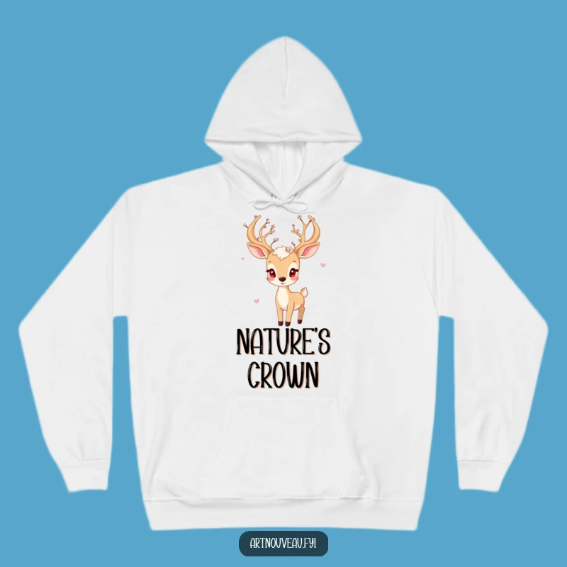 Funny Playful Deer Hoodie - Blossom Antlers, Cozy Funny Gift