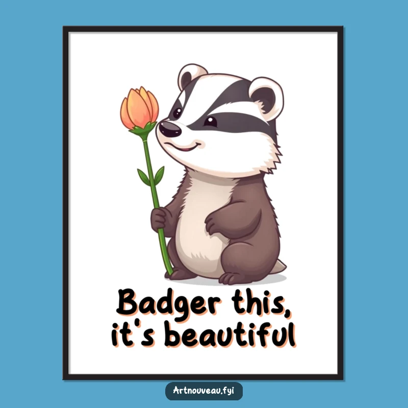 Funny Free Printable Wall Art: Badger Grinning, Whimsical Downloadable Nature Decor