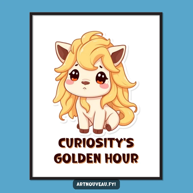 Free Printable Wall Art: Golden Mane Animal Curiosity, Funny Downloadable Decor