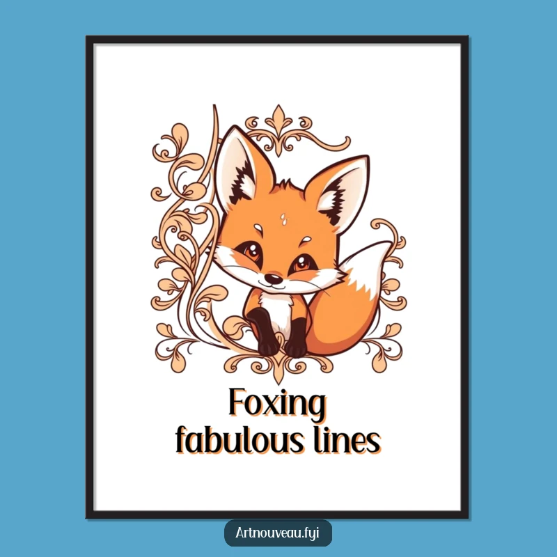 Free Printable Wall Art: Curious Fox Lines - Funny Downloadable Decor